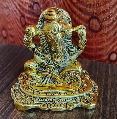 Material Brass Golden Aluminium Ganesha Statue Gold Plated Temple At Best Price In Hathras