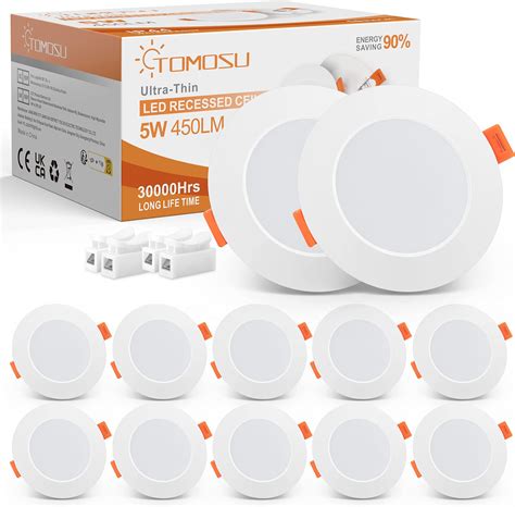 tomosu led recessed ceiling lights cool white   lm ac