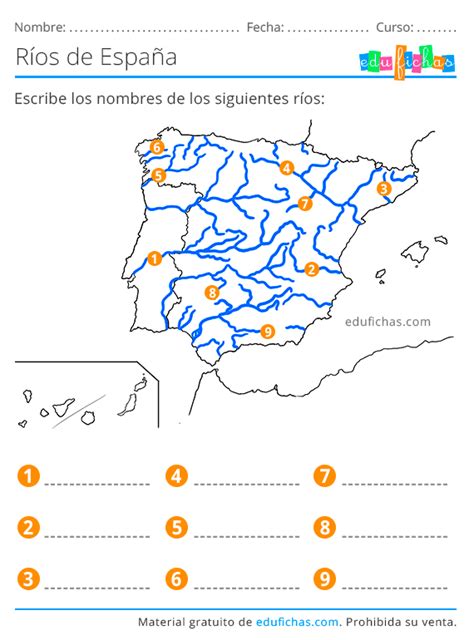 R Os De Espa A Mapas Para Imprimir Ejercicios Gratis En Pdf