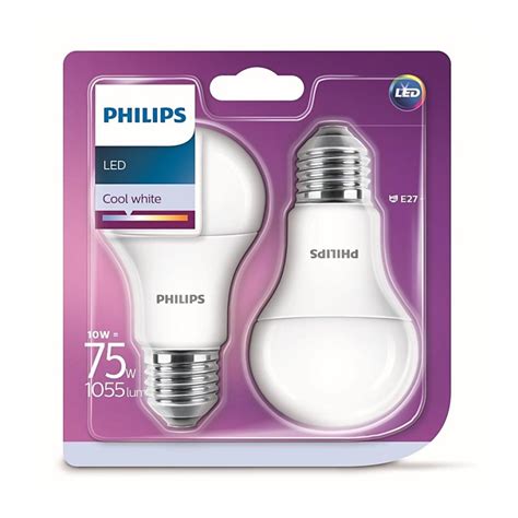 PACK 2x Ampoule LED Philips A60 E27 10W 230V 4000K Lumimania