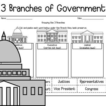 Printable 3 Branches Of Government Worksheet