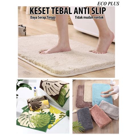 Jual Keset Tebal Microfiber Anti Slip Floor Mat Elegant Motif Daun