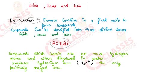 Class 10 ICSE Chemistry Important Notes Chapter Acid Bases And Salts