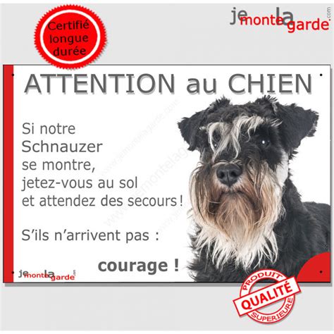 Schnauzer Panneau Humour Attention Au Chien Jetez Vous Au Sol