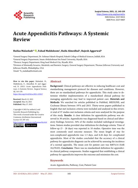 Pdf Acute Appendicitis Pathways A Systemic Review