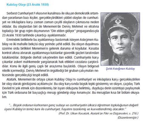 CUMHURİYET TARİHİ DEĞİŞTİRİLİYOR ŞEHİT KUBİLAY DERS KİTAPLARINDAN