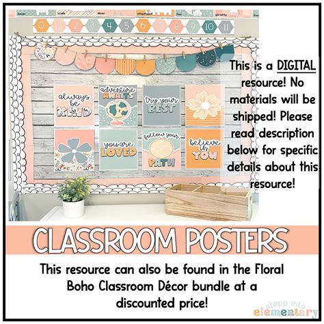 Floral Boho Bulletin Board Kit Inspirational Classroom Etsy