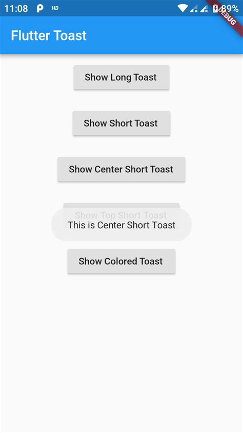 Fluttertoast Flutter Package