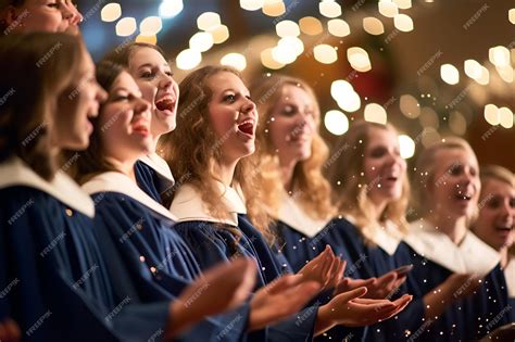 Premium AI Image | Girls singing Christmas carols in the church choir