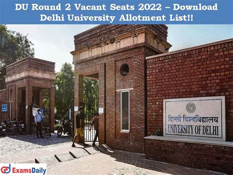 Du Round 2 Vacant Seats 2022 Link Download Delhi University Spot