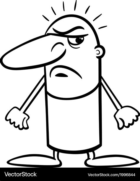 Angry guy cartoon coloring page Royalty Free Vector Image