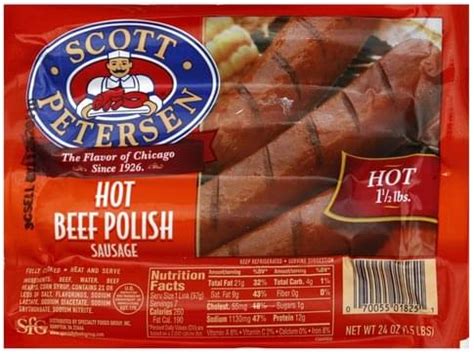 Scott Petersen Beef Hot Polish Sausage Oz Nutrition Information Innit