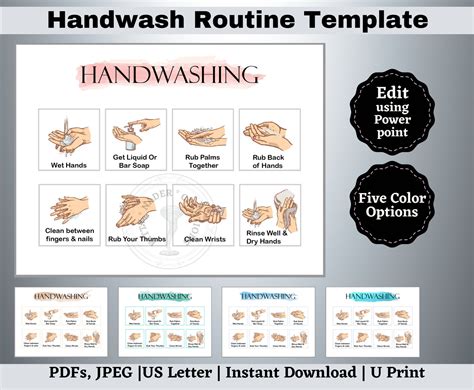 Visual Handwashing Sign PRINTABLE Handwashing Classroom Template Chart