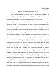 Njhs Essay Examples 7th Grade