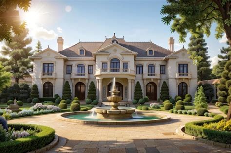 Premium AI Image | exterior of a big house like mansion with lots of ...