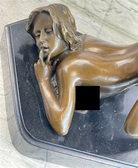 Art Deco Sculpture Sexy Naked Woman Erotic Nude Female Sexual Bronze