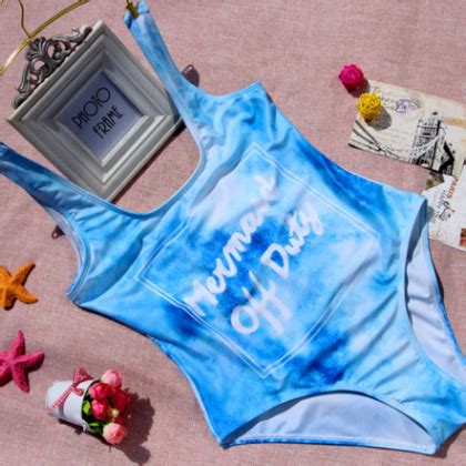 Cute Blue Letters Fresh Blue Bikini Swimwear On Luulla