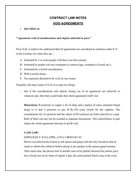 VOID Agreements CONTRACT LAW NOTES VOID AGREEMENTS 1 SECTION 24