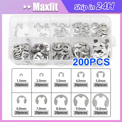 Jual 200Pcs Snap Ring E Clip Stainless Steel Snap Ring Set Pengunci