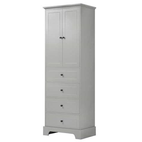 Tileon In W X In D X In H Mdf Gray Linen Cabinet With