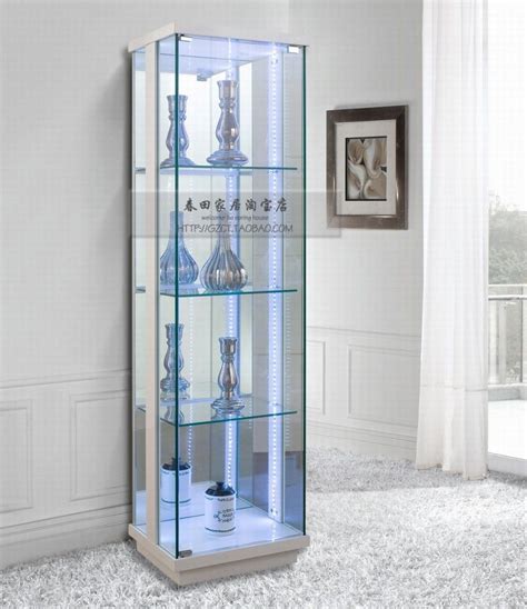 Furniture Modern And Inspiring Fully Glass Display Cabinet With Four