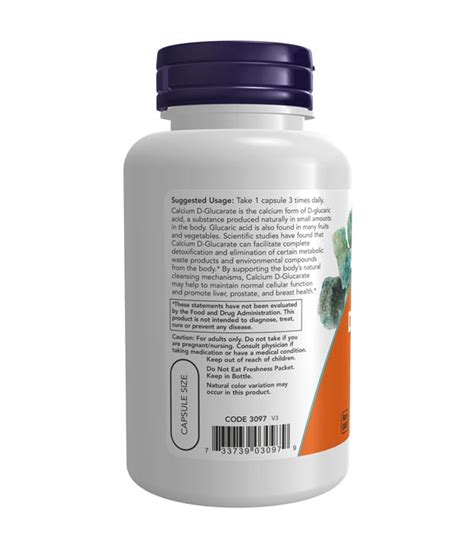 NOW Calcium D-Glucarate, 500 mg 90VC - Zoom Pharmacy