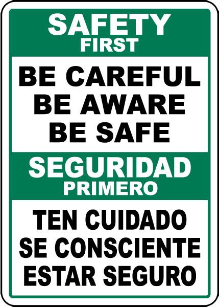 Bilingual Safety First Be Careful Sign Get 10 Off Now