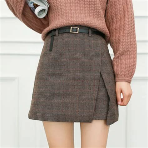 Plamtee Autumn England Style Plaid Short Skirt Female Thick Women Mini