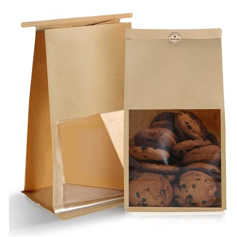 Custom Grease Proof Biodegradable Tin Tie Bag Flat Bottom Kraft Paper