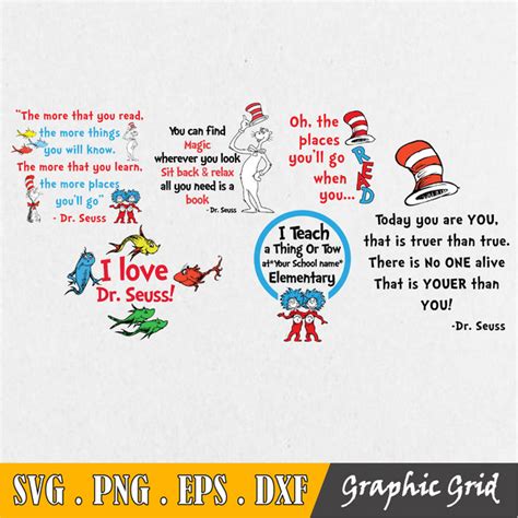 Dr Seuss Bundle Svg Dr Seuss Svg Dr Seuss Quotes Svg Png Inspire Uplift