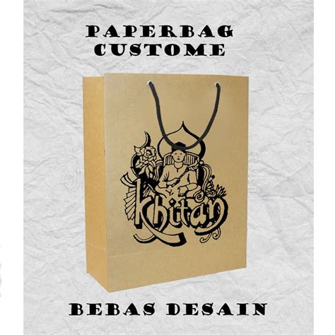 Jual SABLON KHITAN SUNAT Paper Bag Coklat Kado Mini Custom 20x9x29 Cm