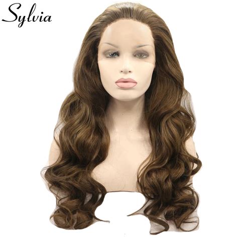 Sylvia Brown Color Body Wave Synthetic Lace Front Wigs Brown Hairstyle Glueless Heat Resistant