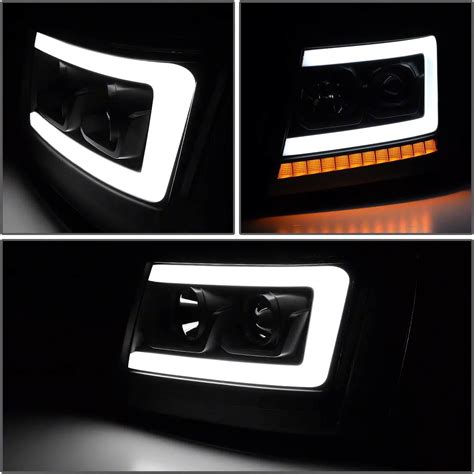 Tahoe Led Drl Projector Headlights With Clear Corners Black Housing Smoked Lens 07 14 Tahoe