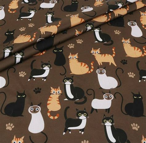 COTTON FABRIC by the yard CAT fabric Percale Kitten fabric | Etsy