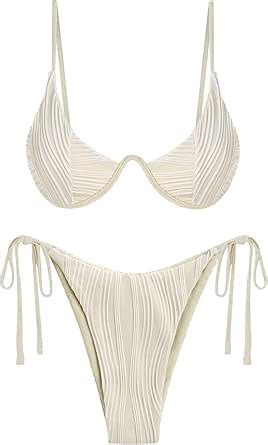 ZAFUL Women S Ribbed O Ring String Bikini Swimsuit Two Pieces Bathing Suit Amazon Ca Clothing