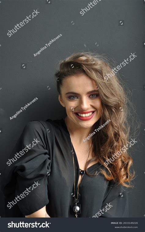 Sexy Brunette Red Lips Girl Red Stock Photo Shutterstock