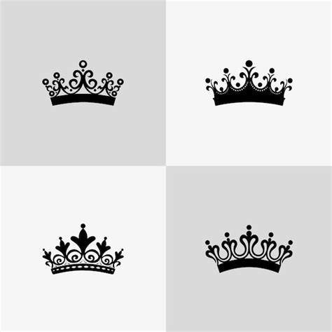 Premium Vector Black Crown Silhouette Icon Set