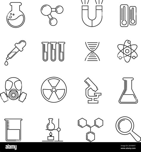 Chemistry Vector Thin Line Icons Set Science Chemistry Illustration