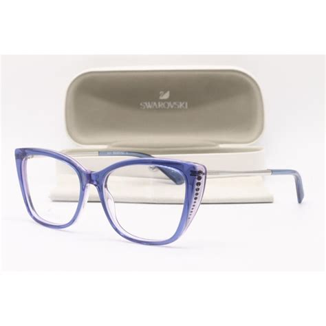 Swarovski Sk 5366 092 Blue Purple Silver Frames Eyeglasses 52 15 073527577164 Swarovski