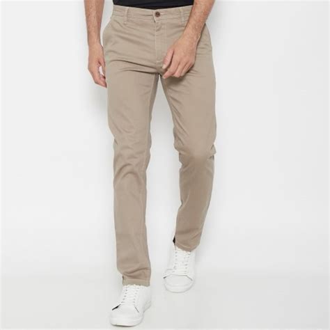 Promo M231 Celana Panjang Pria Chinos Slim Fit Stretch Warna Khaki