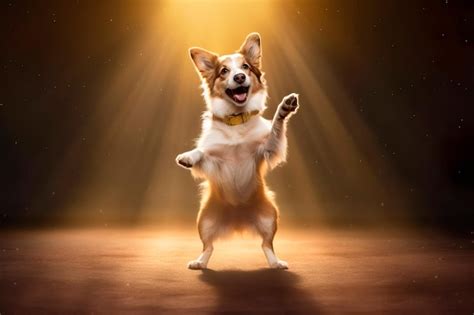 Premium AI Image | Happy dog dancing on two legs and smiling