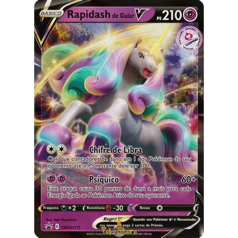 Carta Pokemon Rapidash de Galar V Português SWSH111 Card Original Copag