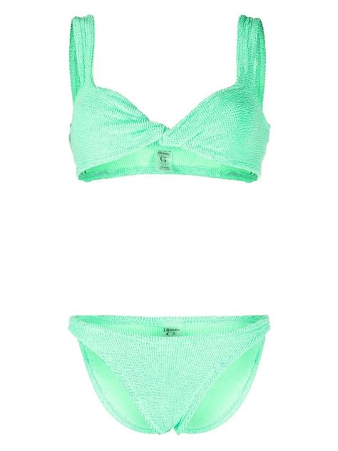 Hunza G Juno Twist Front Bikini Set In Green ModeSens