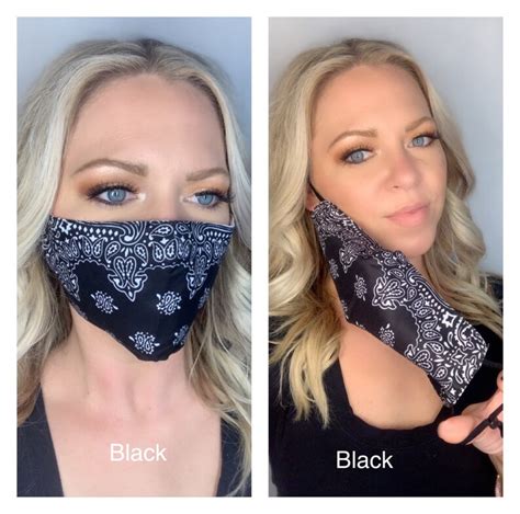 Bandana Face Mask Black Paisley Bandana Mask Black Face Mask Etsy