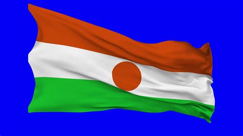 Niger Flag Waving Seamless Loop In Wind Chroma Key Green Screen Luma