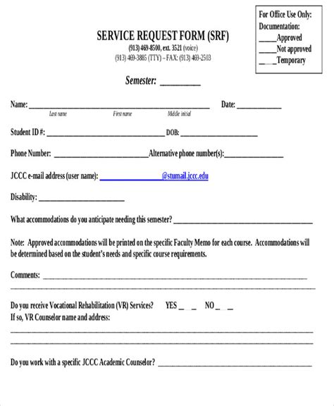 Service Request Form Template Word