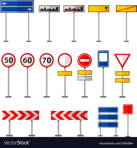 Road symbols traffic signs graphic elements Vector Image