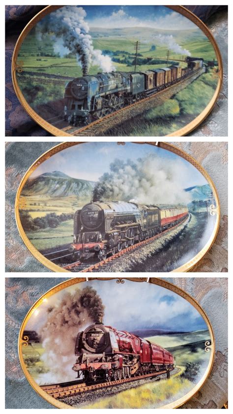 Solve Ornamental Plates Featuring Steam Locomotives Jigsaw Puzzle