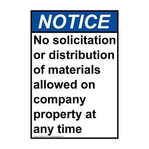 Vertical No Solicitation Allowed On Property Sign Ansi Notice