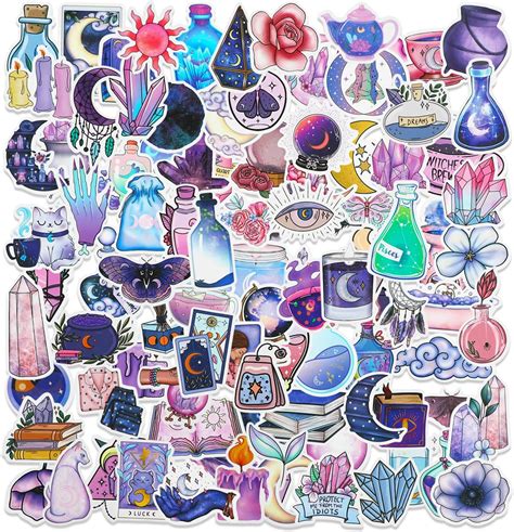 100 Pcs Midnight Magic Moon Stickers Fantasy Aesthetic